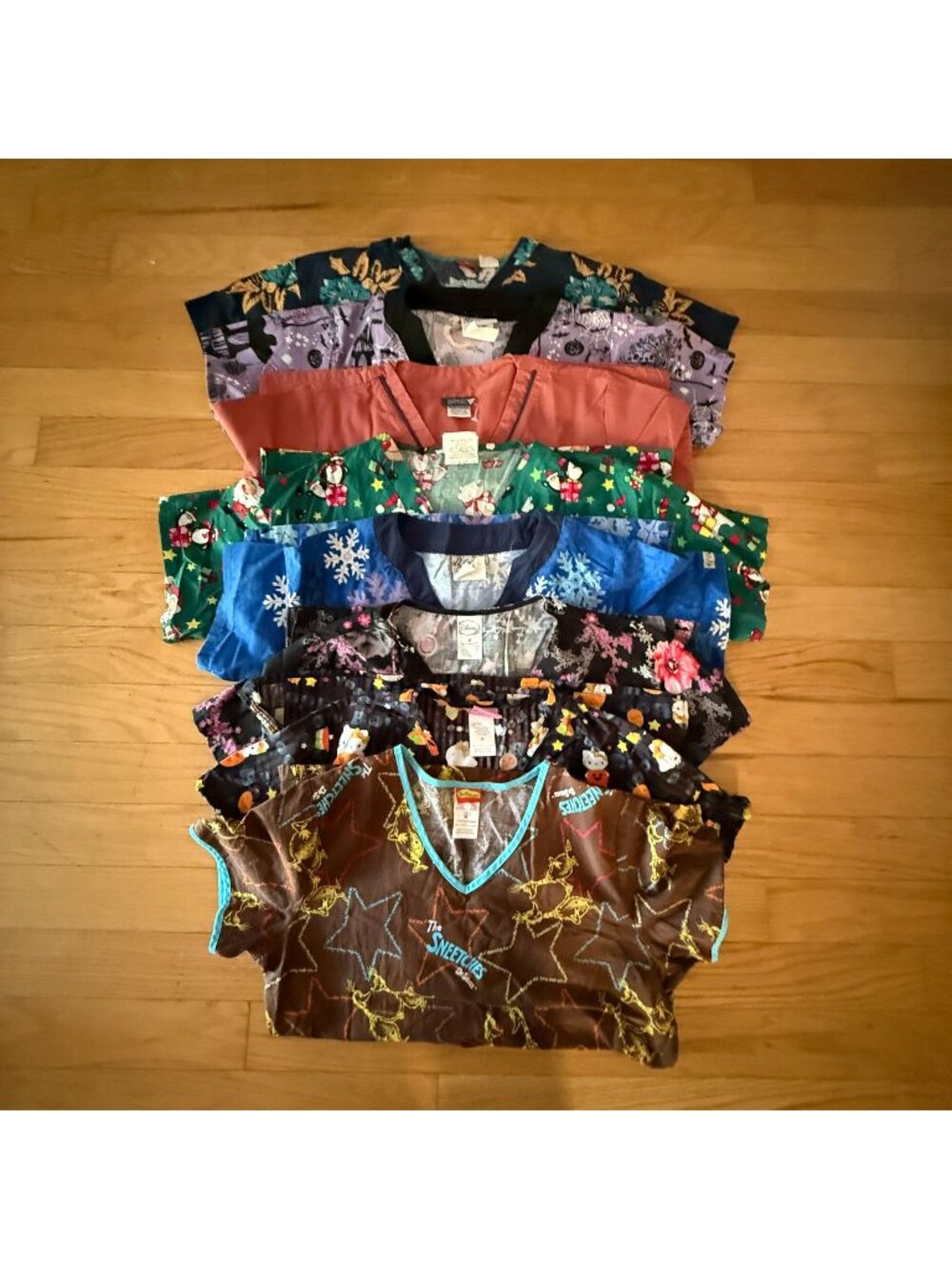 Lot of 8 Women's Medium Medical Uniform Scrup Tops Gently Used